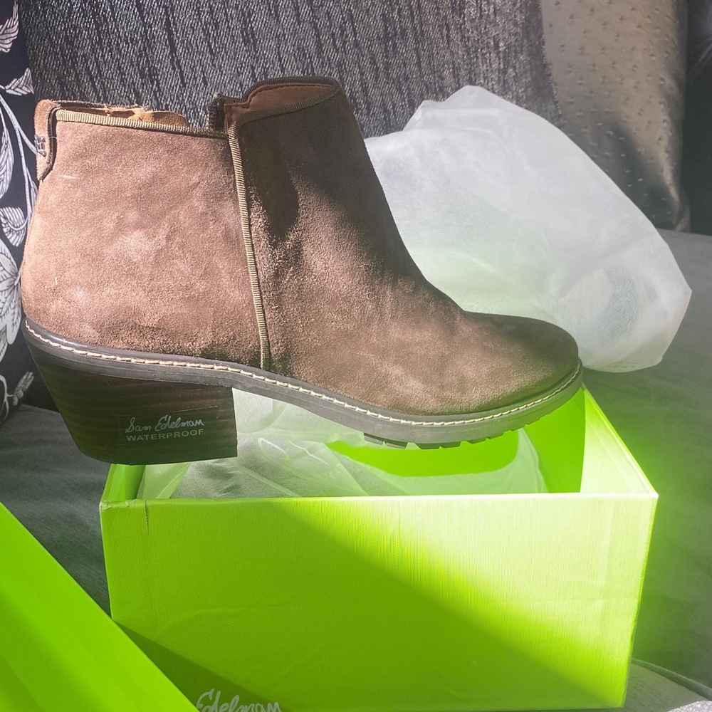 Sam Edelman Dark Brown Suede Ankle Booties